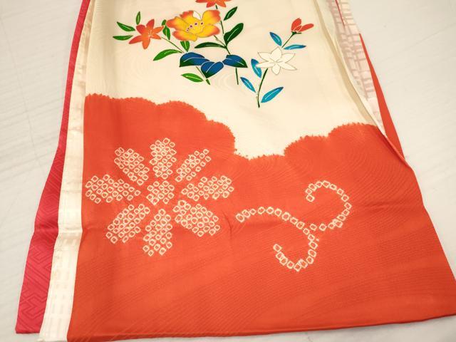 平和屋着物[]お宮参り　女の子　祝着　産着　初着　のしめ　駒刺繍　絞り　花車文　金彩　逸品　DABA3767ma