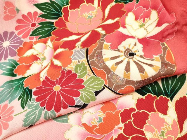 平和屋着物[]お宮参り　女の子　祝着　産着　初着　のしめ　花車文　暈し染め　金彩　逸品　DABA3773ma