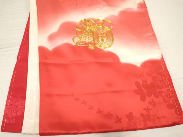 平和屋着物[]お宮参り　女の子　祝着　産着　初着　のしめ　駒刺繍　雲重ね鼓鞠花文　暈し染め　逸品　DABA3780ma