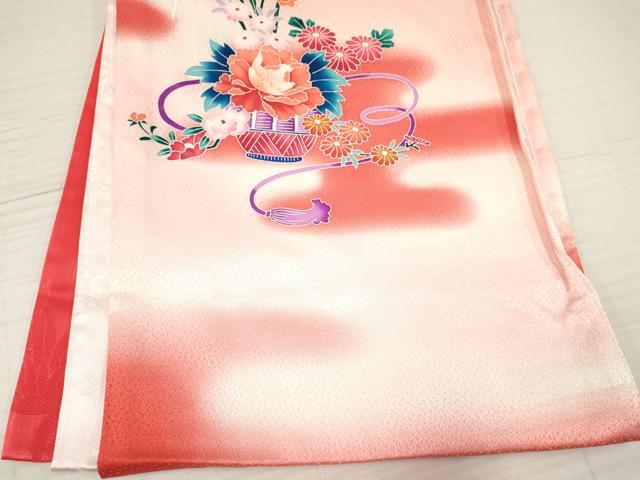平和屋着物[]お宮参り 女の子 祝着 産着 初着 のしめ エ霞花車文 暈し染め 逸品 DABA3781ma