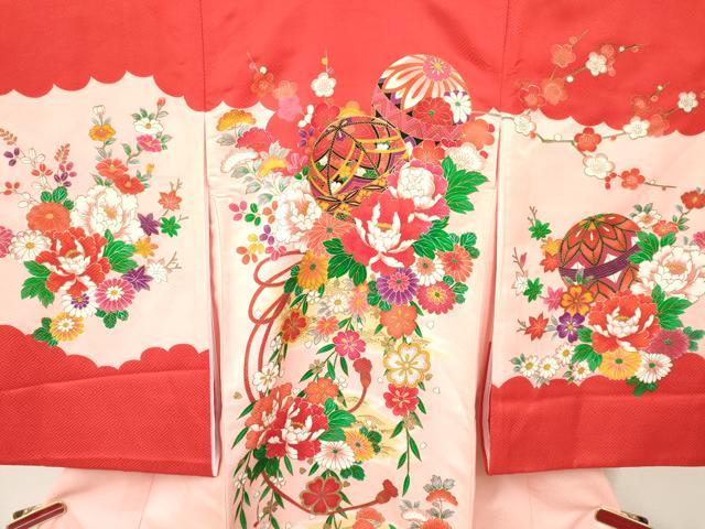 平和屋着物[]お宮参り　女の子　祝着　産着　初着　のしめ　鞠花文　暈し染め　金彩　逸品　DABA3782ma