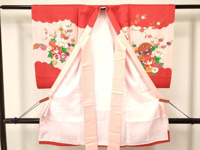 平和屋着物[]お宮参り　女の子　祝着　産着　初着　のしめ　鞠花文　暈し染め　金彩　逸品　DABA3782ma