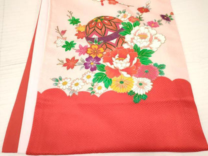 平和屋着物[]お宮参り　女の子　祝着　産着　初着　のしめ　鞠花文　暈し染め　金彩　逸品　DABA3782ma