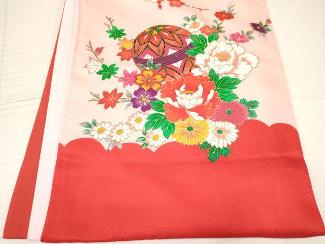 平和屋着物[]お宮参り　女の子　祝着　産着　初着　のしめ　鞠花文　暈し染め　金彩　逸品　DABA3782ma