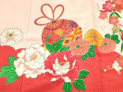 平和屋着物[]お宮参り　女の子　祝着　産着　初着　のしめ　鞠花文　暈し染め　金彩　逸品　DABA3782ma