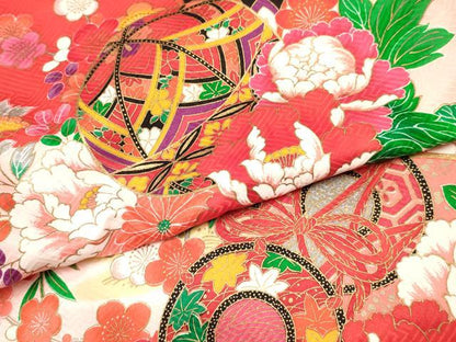 平和屋着物[]お宮参り　女の子　祝着　産着　初着　のしめ　鞠花文　暈し染め　金彩　逸品　DABA3782ma