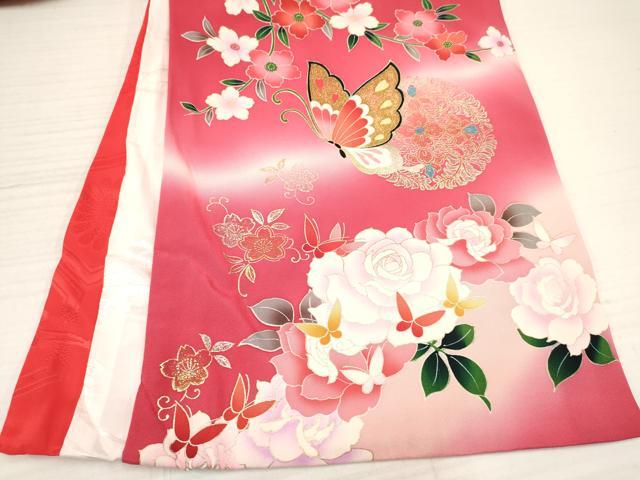 平和屋着物[]お宮参り　女の子　祝着　産着　初着　のしめ　花蝶文　暈し染め　金銀彩　逸品　DABA3784ma