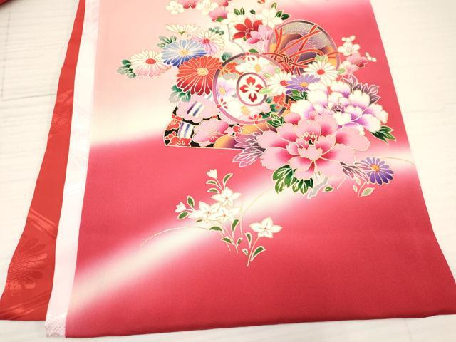 平和屋着物[]お宮参り　女の子　祝着　産着　初着　のしめ　鼓飛鶴花文　暈し染め　金銀彩　逸品　DABA3785ma