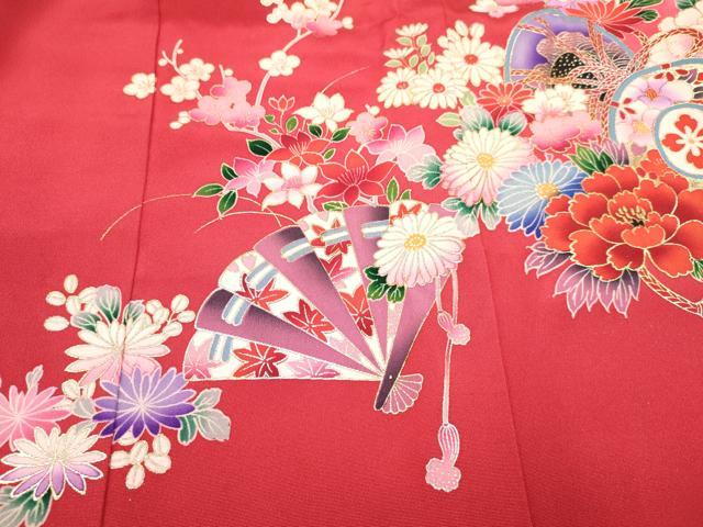 平和屋着物[]お宮参り　女の子　祝着　産着　初着　のしめ　鼓飛鶴花文　暈し染め　金銀彩　逸品　DABA3785ma