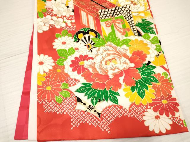 平和屋着物[]お宮参り　女の子　祝着　産着　初着　のしめ　駒刺繍　御所車花文　金彩　逸品　DABA3788ma