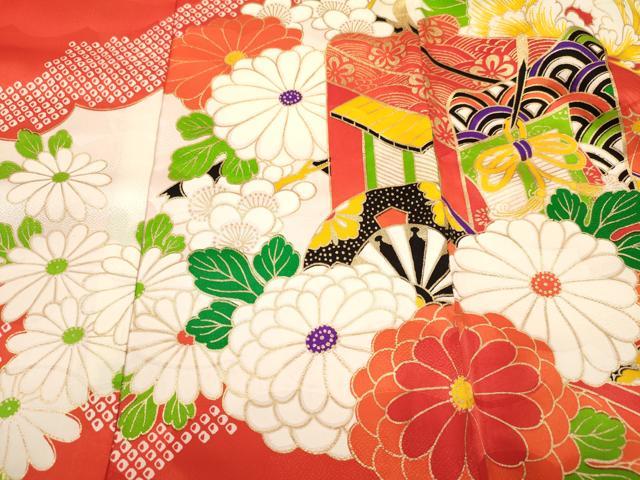 平和屋着物[]お宮参り　女の子　祝着　産着　初着　のしめ　駒刺繍　御所車花文　金彩　逸品　DABA3788ma