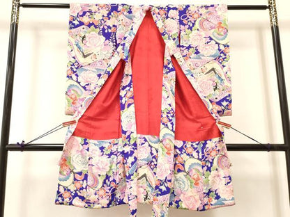 平和屋着物[]アンティーク　大正ロマン　お宮参り　女の子　祝着　産着　初着　のしめ　絵巻花鳥文　逸品　DABA3791ma
