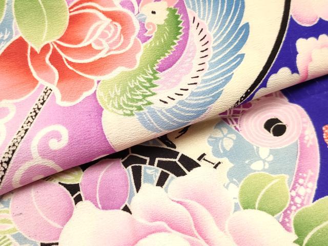 平和屋着物[]アンティーク 大正ロマン お宮参り 女の子 祝着 産着 初着 のしめ 絵巻花鳥文 逸品 DABA3791ma