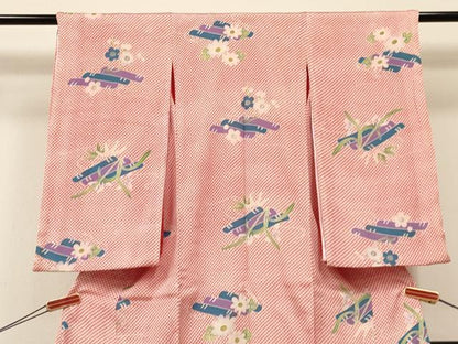 平和屋着物[]アンティーク　大正ロマン　お宮参り　女の子　祝着　産着　初着　のしめ　鹿の子花筏文　逸品　DABA3792ma