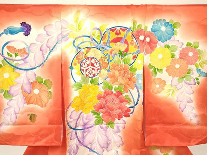 平和屋着物[]お宮参り　女の子　祝着　産着　初着　のしめ　鼓花文　暈し染め　逸品　DABA3793ma