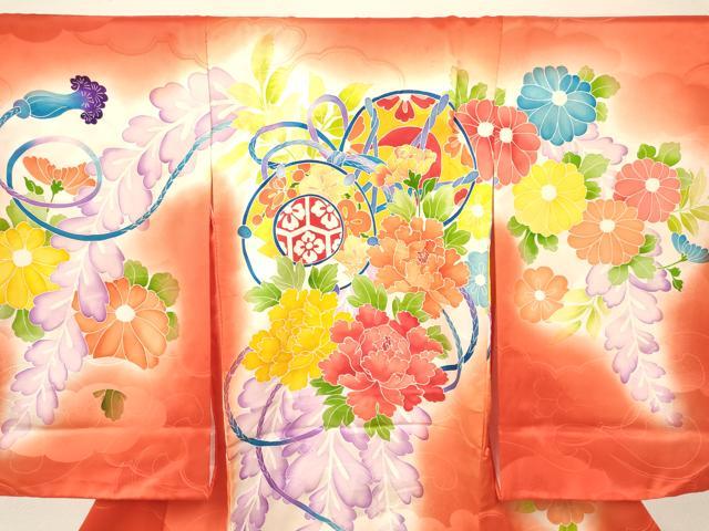 平和屋着物[]お宮参り　女の子　祝着　産着　初着　のしめ　鼓花文　暈し染め　逸品　DABA3793ma