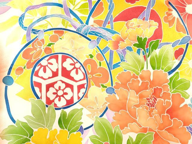 平和屋着物[]お宮参り　女の子　祝着　産着　初着　のしめ　鼓花文　暈し染め　逸品　DABA3793ma