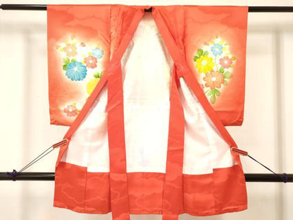 平和屋着物[]お宮参り　女の子　祝着　産着　初着　のしめ　鼓花文　暈し染め　逸品　DABA3793ma