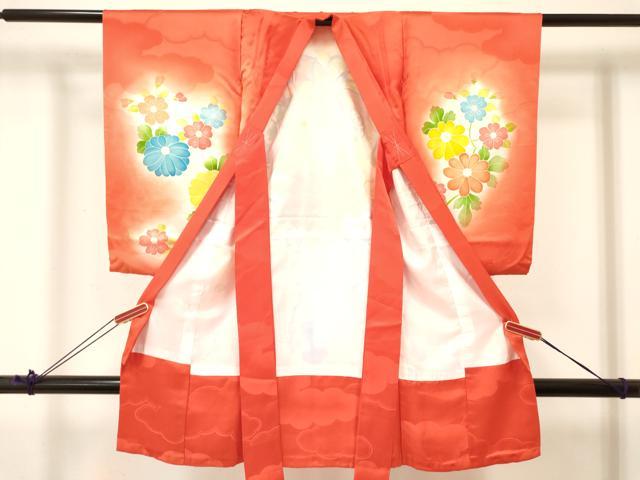 平和屋着物[]お宮参り　女の子　祝着　産着　初着　のしめ　鼓花文　暈し染め　逸品　DABA3793ma
