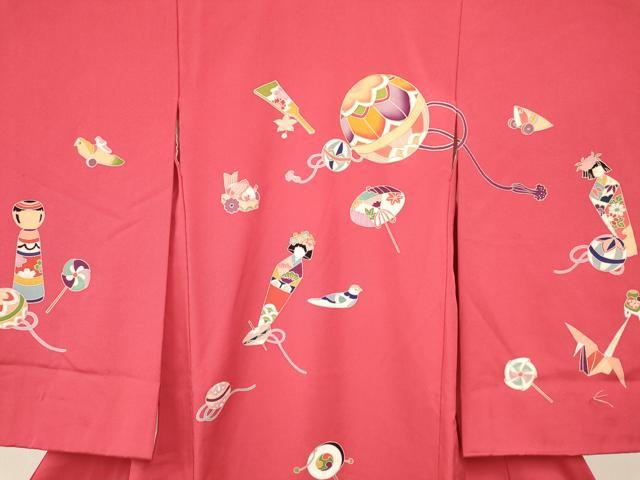 平和屋着物[]お宮参り　女の子　祝着　産着　初着　のしめ　鞠　羽子板　玩具文　金彩　逸品　DABA3794ma