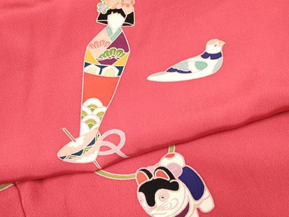 平和屋着物[]お宮参り　女の子　祝着　産着　初着　のしめ　鞠　羽子板　玩具文　金彩　逸品　DABA3794ma