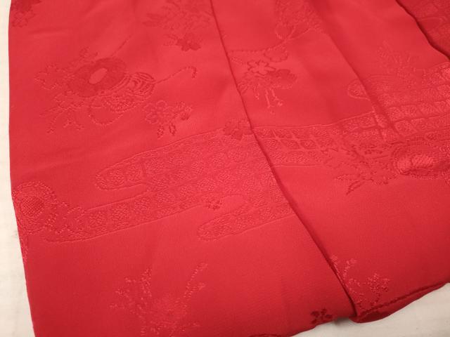 平和屋着物[]七五三　子供　女の子　被布　鼓花地紋　赤紅色　逸品　DABA3800ma
