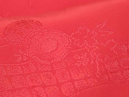 平和屋着物[]七五三　子供　女の子　被布　鼓花地紋　赤紅色　逸品　DABA3800ma