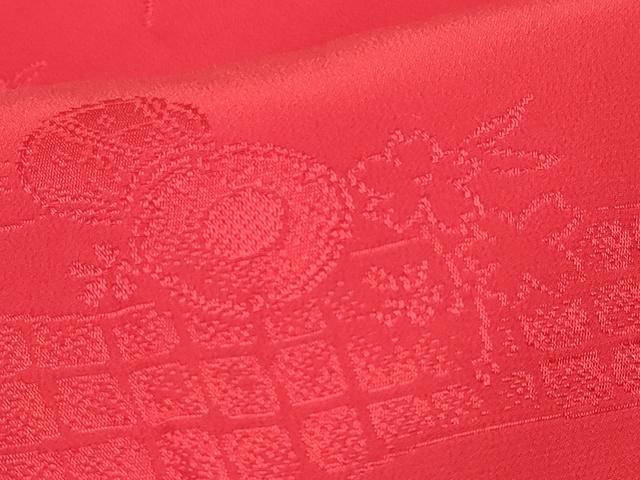 平和屋着物[]七五三　子供　女の子　被布　鼓花地紋　赤紅色　逸品　DABA3800ma