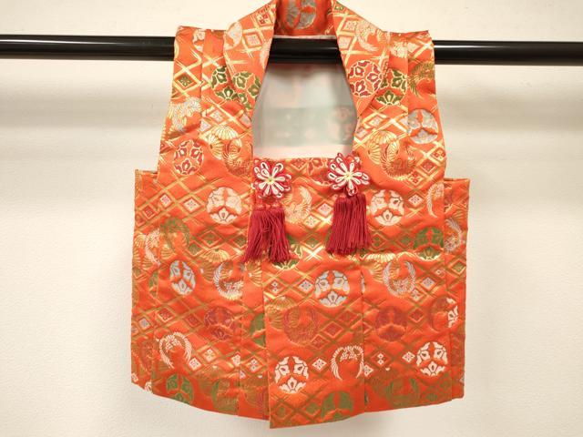 平和屋着物[]七五三　子供　女の子　被布　飛鳥菱花丸文　金糸　DABA3801ma