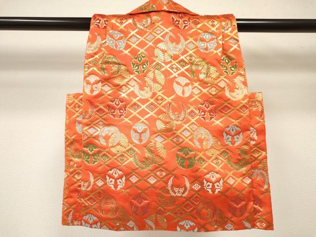 平和屋着物[]七五三　子供　女の子　被布　飛鳥菱花丸文　金糸　DABA3801ma