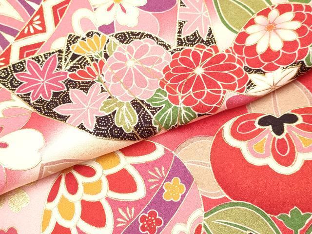平和屋着物[]お宮参り　女の子　祝着　産着　初着　のしめ　折り鶴　鞠花文　暈し染め　金彩　逸品　DABA3804ma