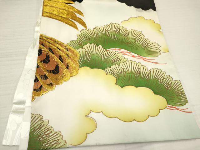 平和屋着物[]お宮参り　男の子　祝着　産着　初着　のしめ　刺繍　鷹　鷲　几帳松文　暈し染め　金彩　逸品　DABA3805ma
