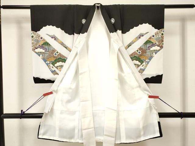 平和屋着物[]お宮参り　男の子　祝着　産着　初着　のしめ　鷹　鷲　鏡裏鼓松文　金彩　逸品　DABA3806ma