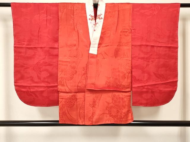 平和屋着物[]七五三　女の子　７歳　祝着　四つ身　襦袢(袷・半衿刺繍)セット　風車　扇面鞠花文　金彩　逸品　DABA3813ma
