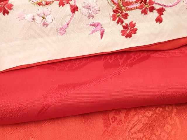平和屋着物[]七五三　女の子　７歳　祝着　四つ身　襦袢(袷・半衿刺繍)セット　風車　扇面鞠花文　金彩　逸品　DABA3813ma