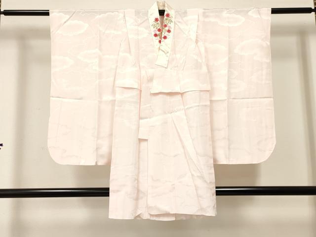 平和屋着物[]七五三　女の子　７歳　祝着　四つ身　襦袢(袷・半衿刺繍)セット　絞り　扇面花文　金彩　逸品　DABA3816ma