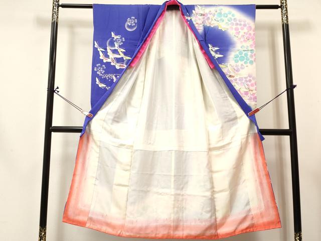 平和屋着物[]七五三　女の子　７歳　祝着　四つ身　襦袢セット　作家物　しゃぼん玉　花蝶文　暈し染め　金銀彩　逸品　DABA3819ma