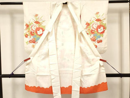 平和屋着物[]七五三　女の子　３歳　祝着　三つ身　長襦袢(袷)セット　刺繍　牡丹花文　金彩　逸品　DABA3823ma
