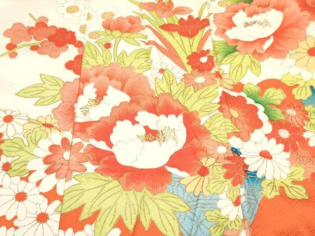 平和屋着物[]七五三　女の子　３歳　祝着　三つ身　長襦袢(袷)セット　刺繍　牡丹花文　金彩　逸品　DABA3823ma