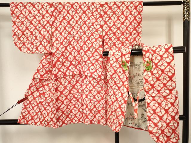 平和屋着物[]七五三　女の子　３歳　祝着　三つ身　被布セット　総絞り　逸品　DABA3828ma
