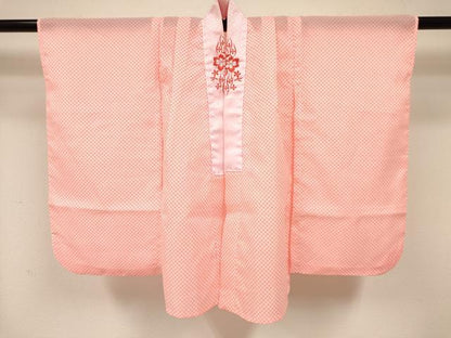 平和屋着物[]七五三　女の子　３歳　祝着　三つ身　長襦袢(単衣)・被布・巾着セット　牡丹花文　暈し染め　金彩　洗える着物　DABA3831ma