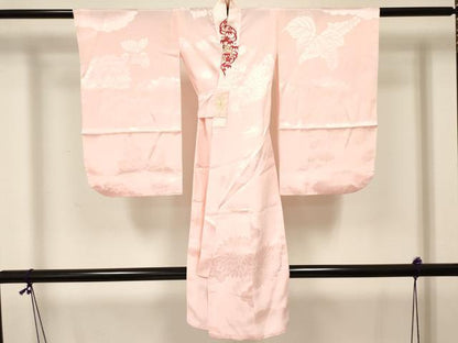 平和屋着物[]子供　女の子　長襦袢　袷　菊桐地紋　虹色　半衿刺繍　洗える着物　DABA3835ma