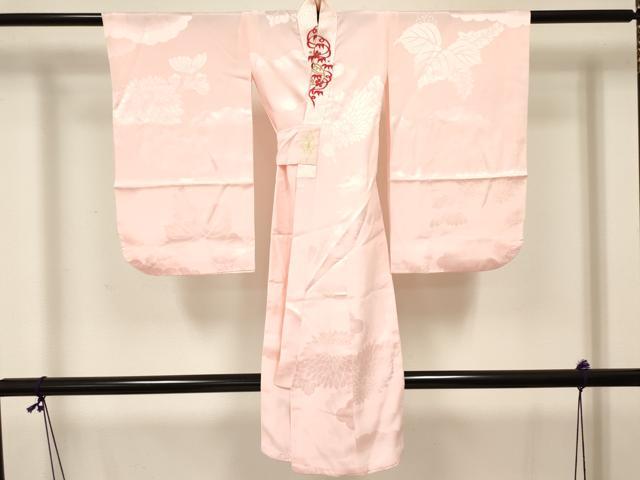 平和屋着物[]子供　女の子　長襦袢　袷　菊桐地紋　虹色　半衿刺繍　洗える着物　DABA3835ma