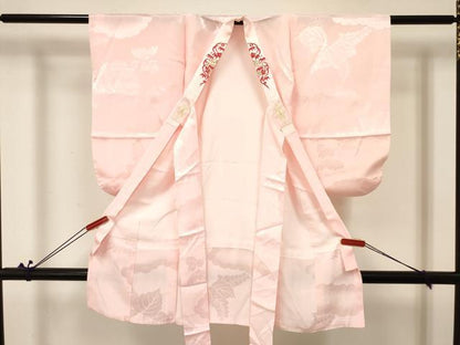 平和屋着物[]子供　女の子　長襦袢　袷　菊桐地紋　虹色　半衿刺繍　洗える着物　DABA3835ma