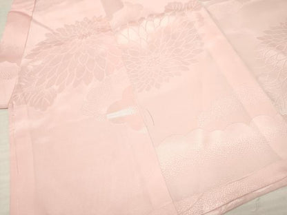 平和屋着物[]子供　女の子　長襦袢　袷　菊桐地紋　虹色　半衿刺繍　洗える着物　DABA3835ma