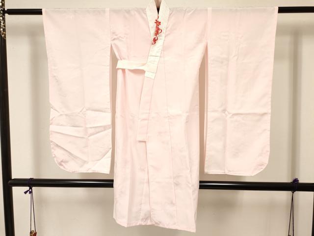 平和屋着物[]子供　女の子　長襦袢　単衣　楓地紋　虹色　半衿刺繍　洗える着物　DABA3836ma