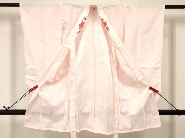 平和屋着物[]子供　女の子　長襦袢　単衣　楓地紋　虹色　半衿刺繍　洗える着物　DABA3836ma