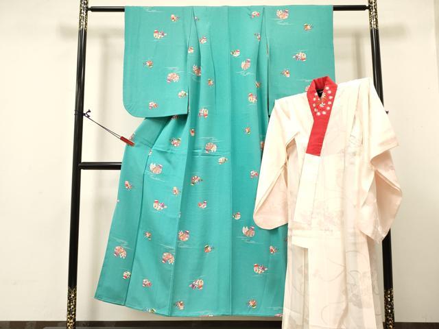 平和屋着物∵女の子 十三参り 子供 祝着・長襦袢(無双仕立て・半衿刺繍)セット 流水鴛鴦花文 逸品 DABA3840ma