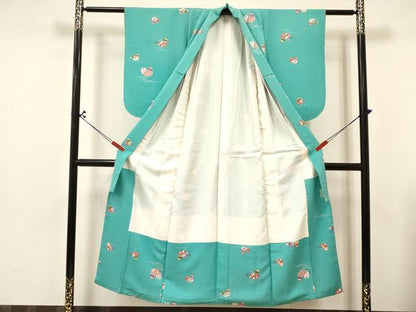 平和屋着物∵女の子 十三参り 子供 祝着・長襦袢(無双仕立て・半衿刺繍)セット 流水鴛鴦花文 逸品 DABA3840ma