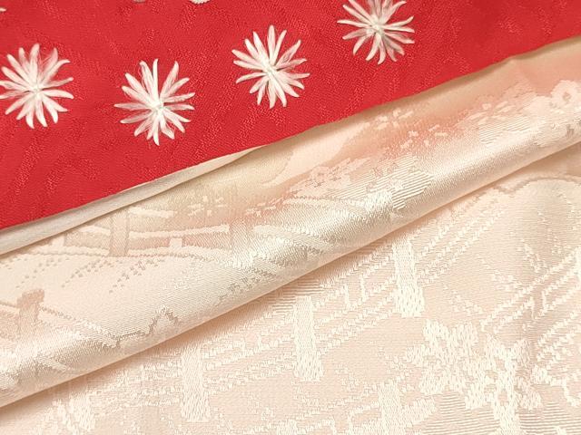 平和屋着物∵女の子 十三参り 子供 祝着・長襦袢(無双仕立て・半衿刺繍)セット 流水鴛鴦花文 逸品 DABA3840ma